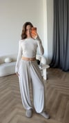 Bel Drape Detay Bluz ve Paça Lastikli Viskon İkili Takım Taş 2420