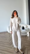 Bel Drape Detay İspanyol Kol Sweat Ve Eşofmanlı İkili Modal Takım Ekru 2493