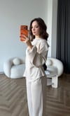 Bel Drape Detay İspanyol Kol Sweat Ve Eşofmanlı İkili Modal Takım Ekru 2493