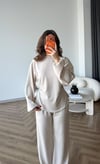 Bel Drape Detay İspanyol Kol Sweat Ve Eşofmanlı İkili Modal Takım Ekru 2493