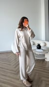 Bel Drape Detay İspanyol Kol Sweat Ve Eşofmanlı İkili Modal Takım Ekru 2493
