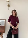 Bel Drape Detay Modal Tişört Bordo 2184