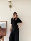 Bel Drape Detay Modal Tişört Siyah 2184