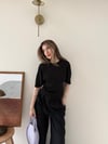 Bel Drape Detay Modal Tişört Siyah 2184