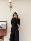 Bel Drape Detay Modal Tişört Siyah 2184