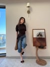 Bel Drape Saçaklı Modal Tişört Acı Kahve 2326