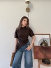 Bel Drape Saçaklı Modal Tişört Acı Kahve 2326