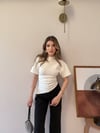 Bel Drape Saçaklı Modal Tişört Beyaz 2326