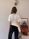 Bel Drape Saçaklı Modal Tişört Beyaz 2326
