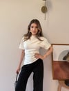 Bel Drape Saçaklı Modal Tişört Beyaz 2326