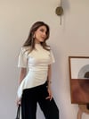 Bel Drape Saçaklı Modal Tişört Beyaz 2326
