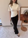 Bel Drape Saçaklı Modal Tişört Beyaz 2326