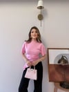 Bel Drape Saçaklı Modal Tişört Pembe 2326