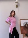 Bel Drape Saçaklı Modal Tişört Pembe 2326