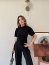 Bel Drape Saçaklı Modal Tişört Siyah 2326