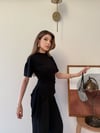 Bel Drape Saçaklı Modal Tişört Siyah 2326