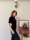 Bel Drape Saçaklı Modal Tişört Siyah 2326