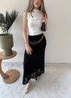 Bel Gold Kemer Detay Dantel İç Astarlı Etek Siyah 2214