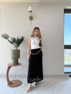 Bel Gold Kemer Detay Dantel İç Astarlı Etek Siyah 2214