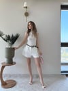 Bel Kemer Detay Double Kumaş Yüksek Bel Şort Beyaz 2212