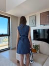 Bel Kemerli Cep Detay Elbise İndigo 2350