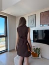 Bel Kemerli Cep Detay Elbise Kahve 2350