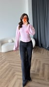 Bel Korse Detay İspanyol Kol Modal Bluz Pembe 2490