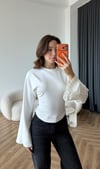 Bel Korse Detay İspanyol Kol Modal Bluz Beyaz 2490