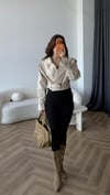 Bel Kuşaklı Astarlı Kısa Trençkot Bej 2416