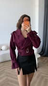 Bel Kuşaklı Astarlı Kısa Trençkot Bordo 2416