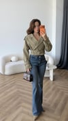 Bel Kuşaklı Astarlı Kısa Trençkot Haki 2416