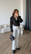Bel Kuşaklı Astarlı Kısa Trençkot Siyah 2416