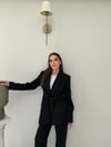 Bel Kuşaklı Blazer Ceket Ve Pantolonlu Double Kumaş İkili Takım Siyah 2084