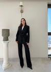 Bel Kuşaklı Blazer Ceket Ve Pantolonlu Double Kumaş İkili Takım Siyah 2084