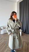 Bel Kuşaklı Omuz Apolet Detay Astarlı Uzun Premium Trençkot Taş 2423