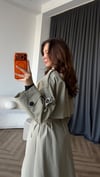 Bel Kuşaklı Omuz Apolet Detay Astarlı Uzun Premium Trençkot Taş 2423