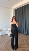 Bel Lastikli Palazzo Double Kumaş Pantolon Siyah 2393
