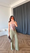 Bel Lastikli Palazzo Double Kumaş Pantolon Haki 2393