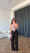 Bel Lastikli Palazzo Double Kumaş Pantolon Acı Kahve 2393