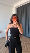 Bel Lastikli Palazzo Double Kumaş Pantolon Siyah 2393