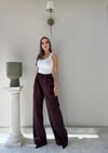 Bel Lastikli Yüksek Bel Palazzo Kumaş Pantolon Bordo 2085