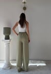 Bel Lastikli Yüksek Bel Palazzo Kumaş Pantolon Haki 2085