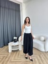 Bel ve Paça İp Bağlama Detay Salaş Sandy Şalvar Pantolon Siyah 2385