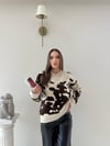 Benekli Oversize Kazak Bej Kahve 2043