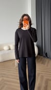 Bisiklet Yaka Garne Detay Basic Sweat Siyah 2475