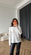 Bisiklet Yaka Garne Detay Basic Sweat Beyaz 2475
