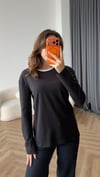 Bisiklet Yaka Garne Detay Basic Sweat Siyah 2475
