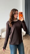 Bisiklet Yaka Garne Detay Basic Sweat Kahve 2475