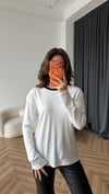 Bisiklet Yaka Garne Detay Basic Sweat Beyaz 2475