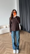 Bisiklet Yaka Garne Detay Basic Sweat Kahve 2475